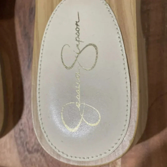 Jessica Simpson Rell Wood Platform Sandals Shoes Natural Gold Spikes Women’s 8M - Picture 5 of 5